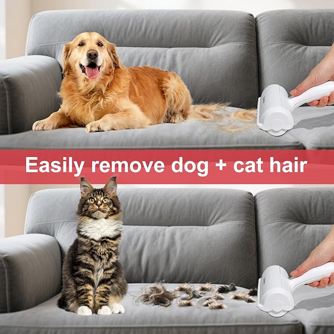 Pet Hair Removal Tool – Reusable Lint Roller for Dogs & Cats – Self-Cleaning Fur Remover Brush - Portable, Multi-Surface Fur Removal Tool - Reusable Double Sided Travel Brush