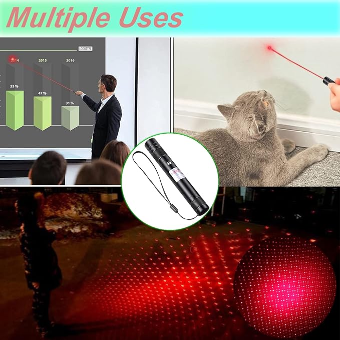 MEUSNO Red Laser Pointer Cat Toy, Red High Power Laser Pointer Long Range Strong Laser Light Pointer for Cats Dogs Toy Rechargeable Pointer Laser for Presentations Teaching Outdoor Cat Laser Toy
