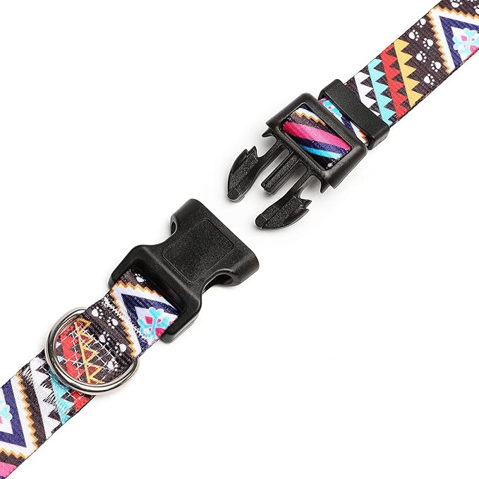 Mercano Adjustable Dog Collar - Special Design Patterns, Soft Nylon Comfortable Durable Pet Collar for Small Medium Large Dogs (XS, Ethnic Pink)