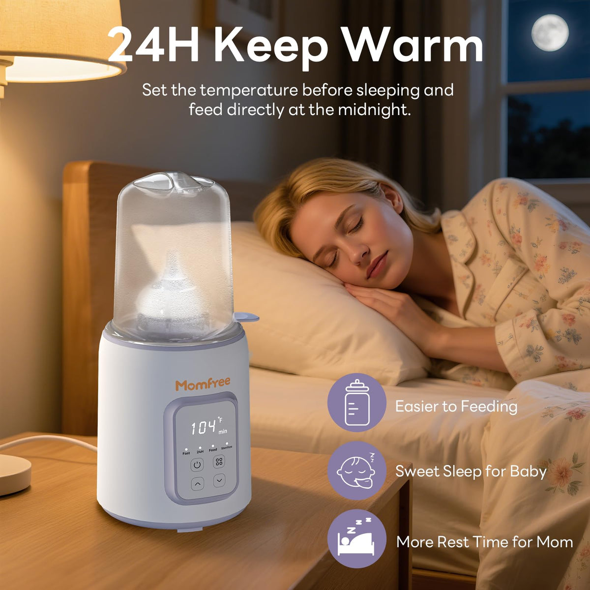 Bottle Warmer, 8-in-1 Fast Baby Bottle Warmer, Grey | for Breastmilk and Formula, Accurate Temperature Control, Automatic Shut-Off, Multifunctional for All Bottles