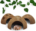 Hamiledyi Reptile Hideouts Natural Coconut Shells Hut Hermit Crab Climbing Toys Gecko Hide Cave Lizard Habitat Decor Plant Leaves Decoration for Spider Snake Chameleon (4Pcs)