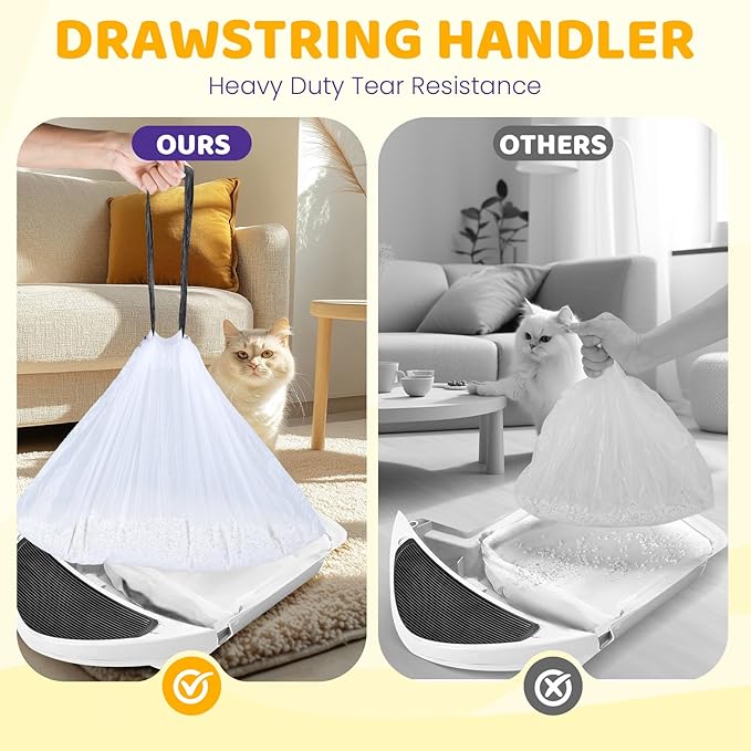 40 Count Cat Litter Liners Large, Jumbo Drawstring Extra Durable Pet Cat Pan Liners Extra-Thick Kitty Litter Box Bag 36" x 19"