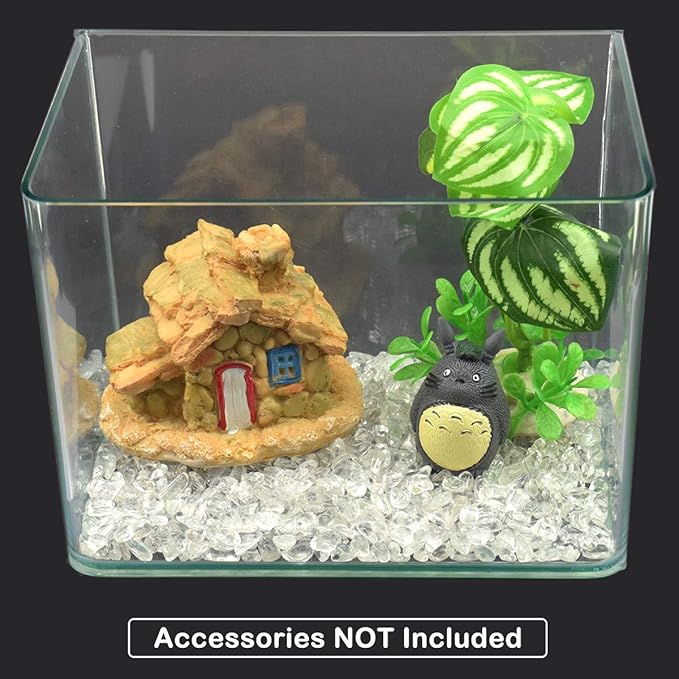 WAYBER 1 Lb/460g Natural White Clear Quartz Crystal Stones Irregular Aquarium Pebble Decorative Rocks Gravels Sands for Turtle Tank//Terrarium/Flowerpot/Vase Decoration (Fill 1 Cup)