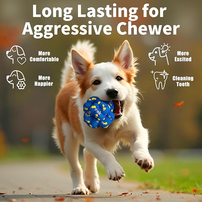 Upgrade Dog Balls Interactive Toys for Aggressive Chewers, Indestructible Tennis Durable Bouncy for Fetch Game, Lightweight Floating, 4pcs