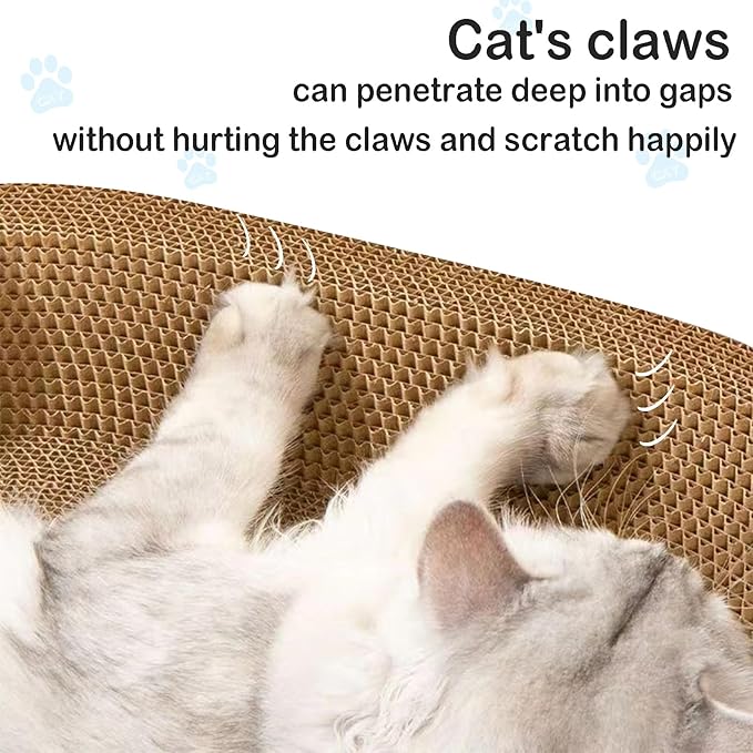 Cat Scratcher, 2pcs-23.6x14.9 inches Large Cat Scratching Board, Cardboard Cat Scratchers for Indoor Cats, Oval Cat Scratch Pad Bed with Catnip