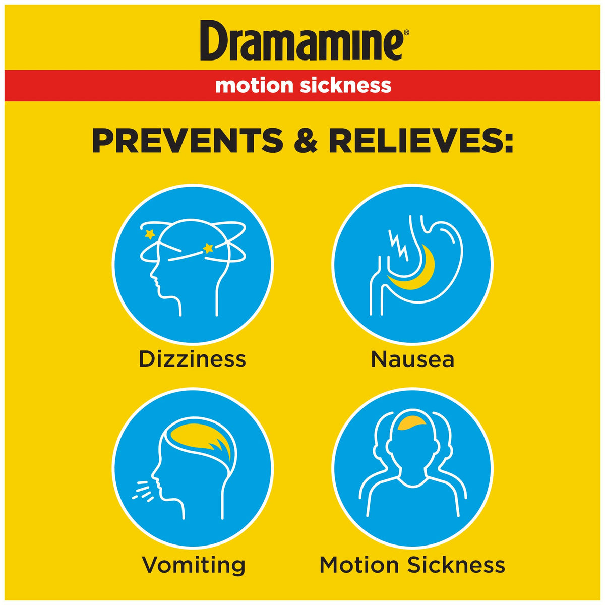 Dramamine Motion Sickness Original, for Nausea Relief During Travel, 36 Count