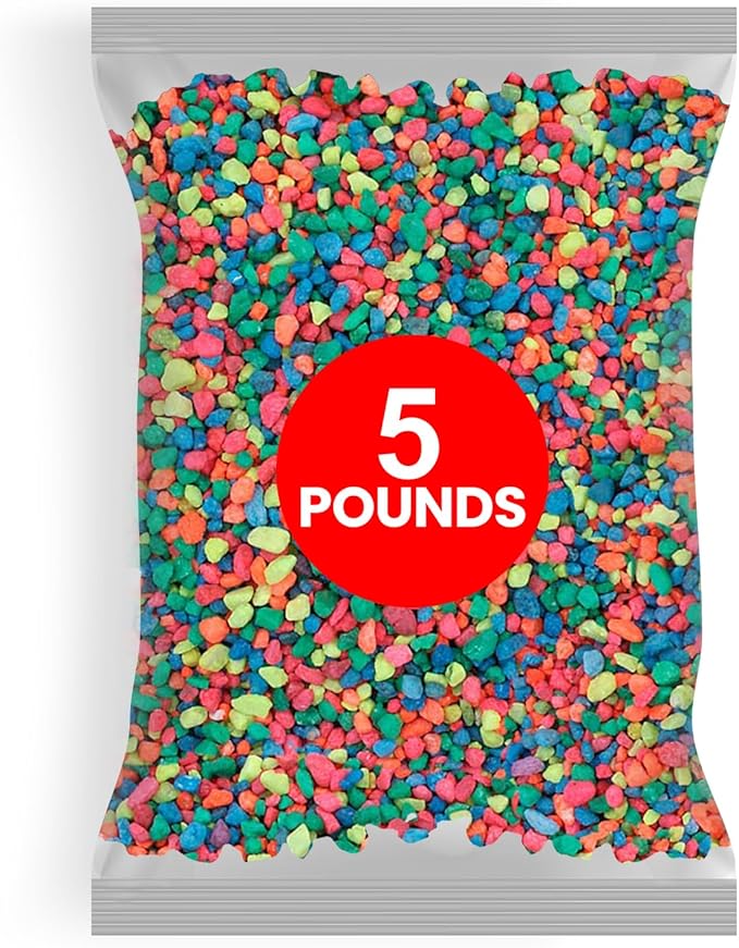 Hygloss Products Craft Rocks, Mini Stones for Art Projects - Bag O' Gravel, Neon Rainbow, 5 lb