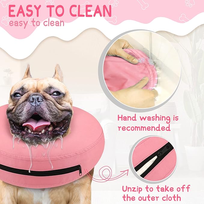 Supet Inflatable Dog Cone Collar Alternative After Surgery, Dog Neck Donut Collar Recovery E Collar to Stop Licking, Soft Dog Cone for Medium Large Dogs