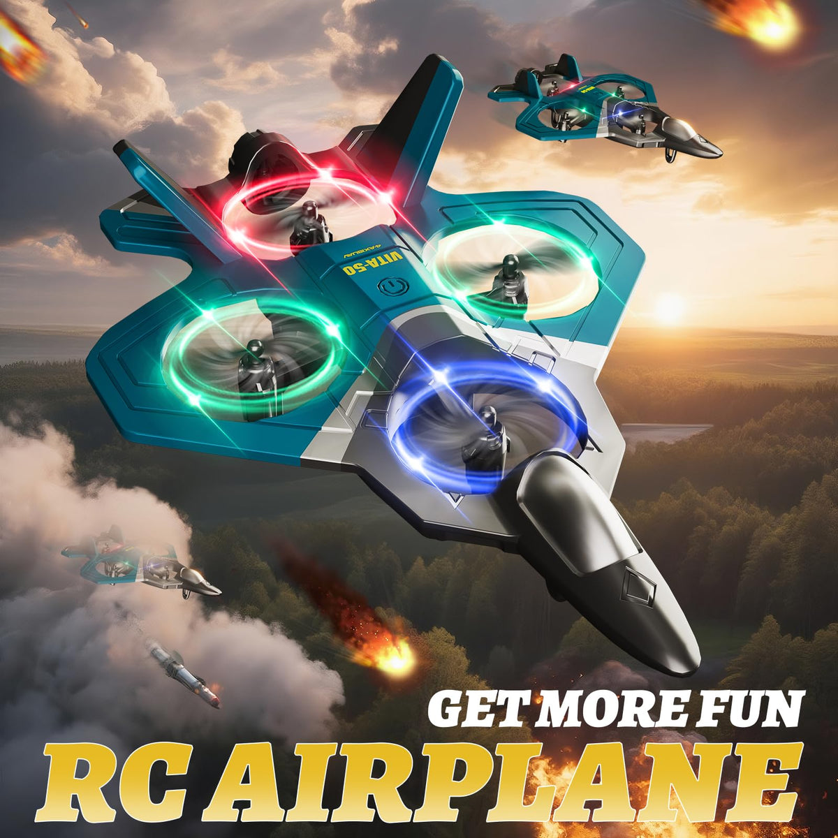 4DRC RC Planes Remote Control Airplanes for Kids, Foam Remote Control Planes for Kids Adults Beginners, Remote Control Helicopter Fighter Jet Drones for Kids Adults, 360° Flip Easy to Fly
