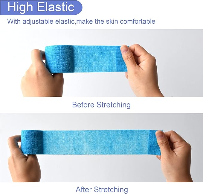 9 Pack 2" x 5 Yards Self Adhesive Bandage Wrap Self Stick Wrap for Ankle, Wrist, Finger, Sports, Breathable Cohesive Vet Tape for Pets (Light Blue)