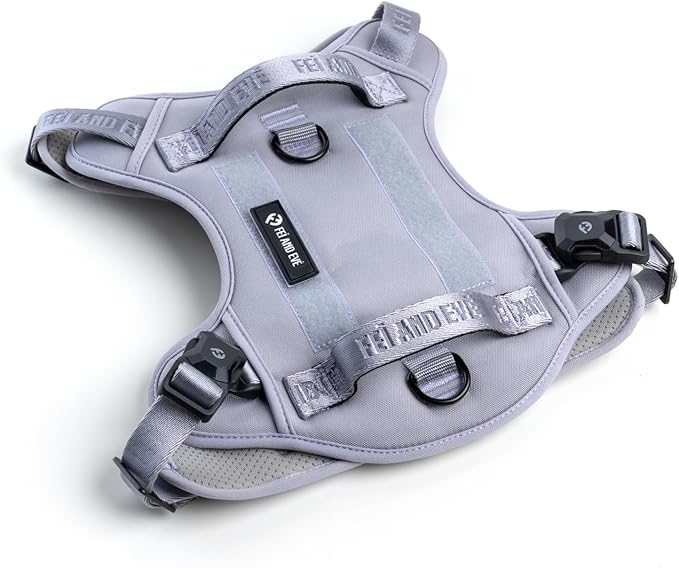 2025 New Edition, Fei & Eve MagEase Dog Harness - 3-Second Magnetic Buckles | 3-Point No-Pull Control | Heavy-Duty 900D Nylon | Dual Safety Handles | Breathable Mesh | Adjustable Fit | Medium, Gray