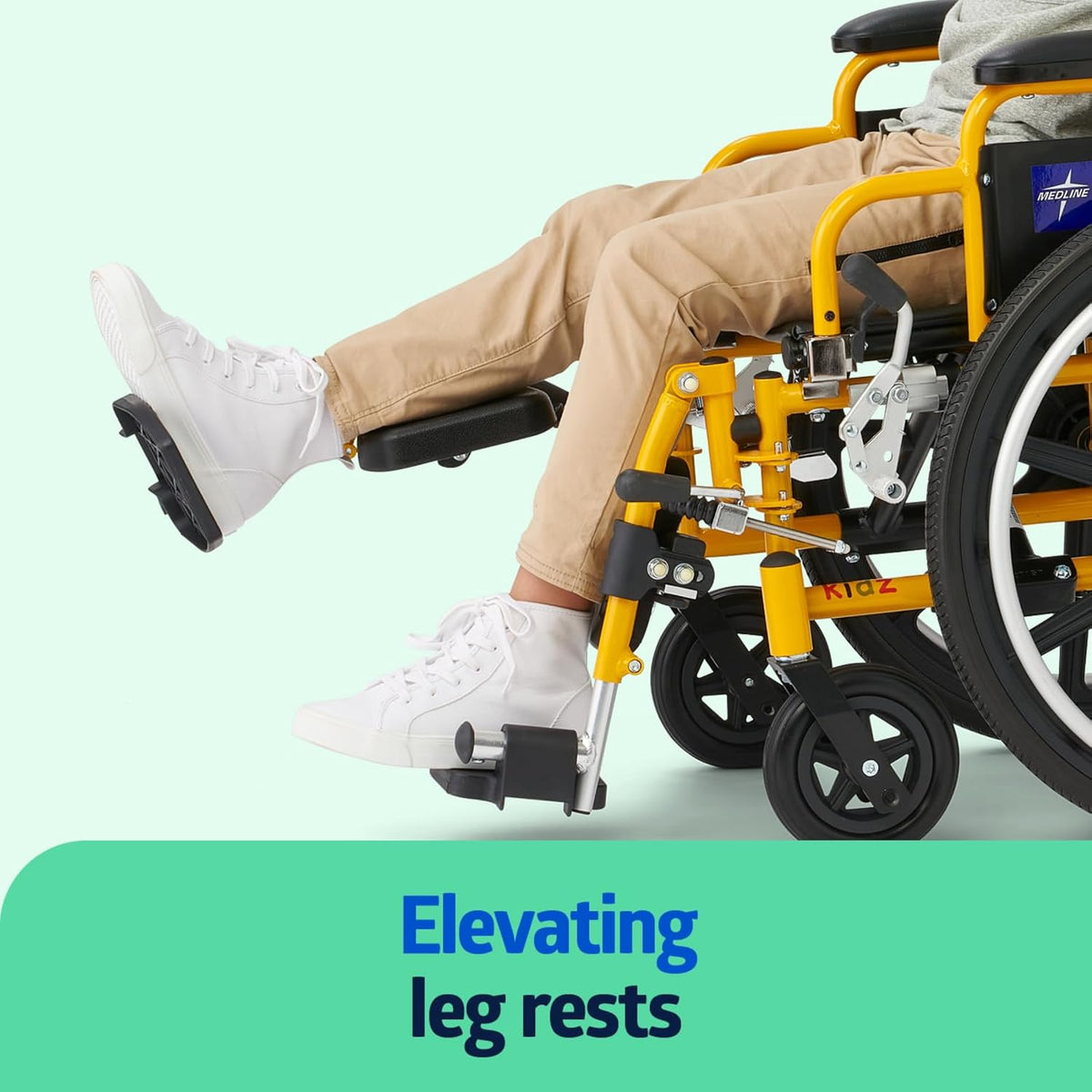 Medline Pediatric Wheelchair for Children - 14”W x 12”D Seat with Elevating Leg Rests