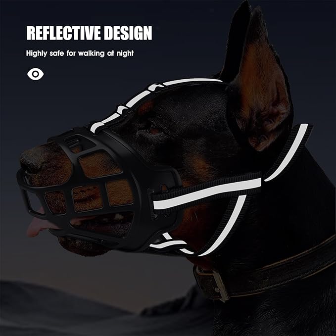 Dog Muzzle, Breathable Basket Muzzles for Small Medium Large Sized Dogs, Adjustable Humane Cage Mouth Cover for Scavenging Grooming Biting Chewing, Allows Panting and Drinking(Soft Rubber, XS)