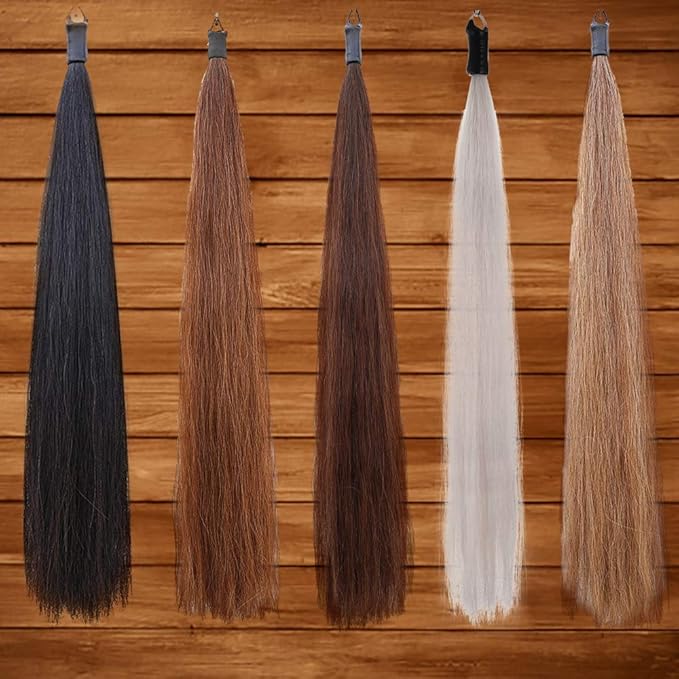 Horse Tail Extensions with Braided Horsehair Loop, Blunt Cut Bottom, 34-36 inches Long and 1 lb Weight (Light Sorrel)