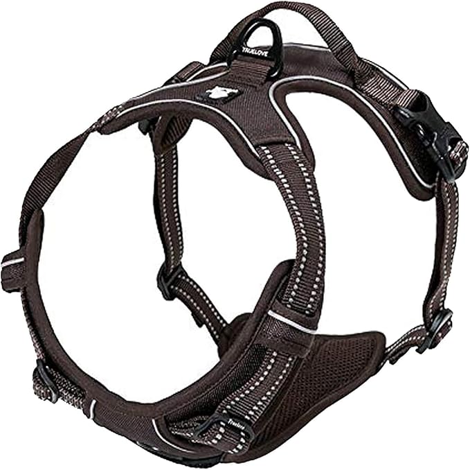 TRUE LOVE Adjustable No-Pull Dog Harness Reflective Pup Vest Harnesses Comfortable Control Brilliant Colors Truelove TLH5651(Brown,M)