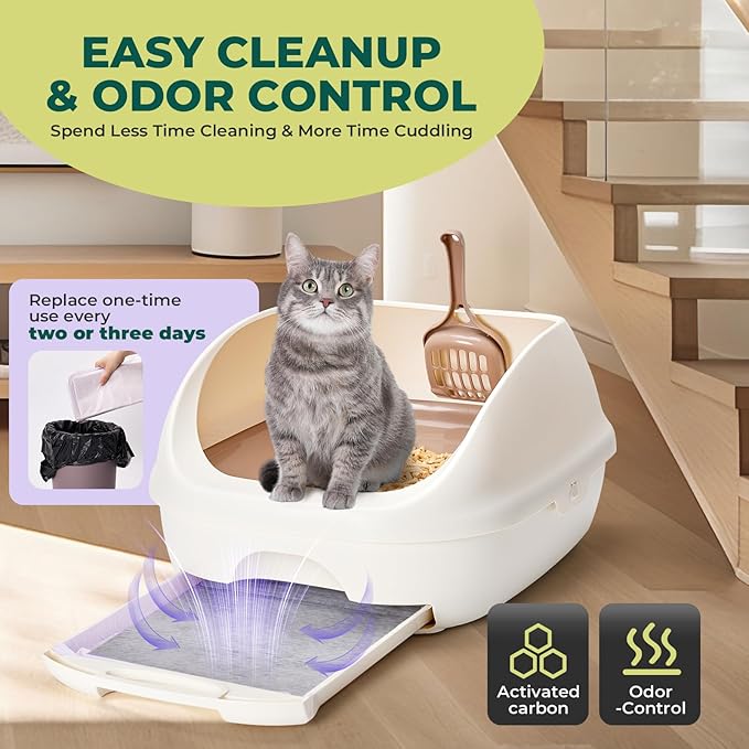 Cat Pads Refills for Tidy Cats Breeze Litter System - Super Absorbent 6-Layer Pads for Odor Control, Activated Carbon - 16.9" x 11.4" - Pack of 40 Litter Box Replacement Pads