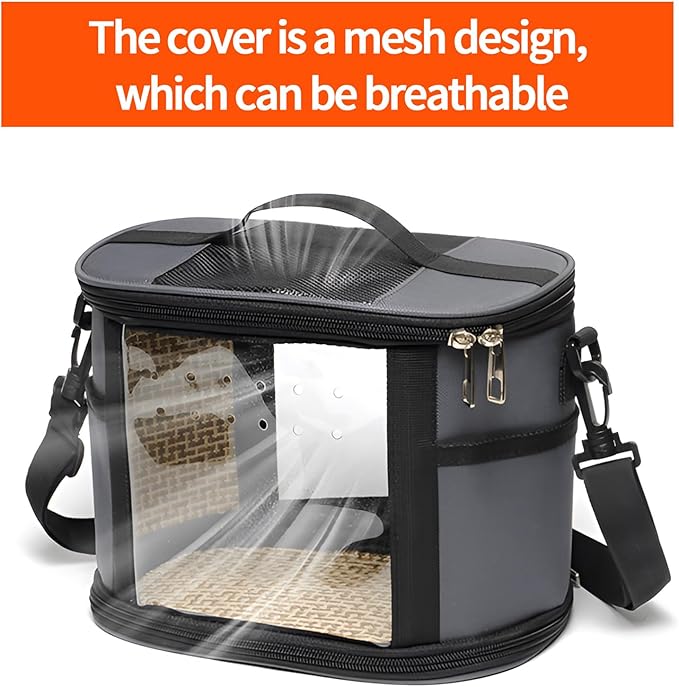 Bird Travel Carrierm, Small Bird Travel Backpack Carrier Cage with Tray and Breathable Clear Window, for Parakeet Cockatiel Budgies, for Camping Hiking (Large-White)