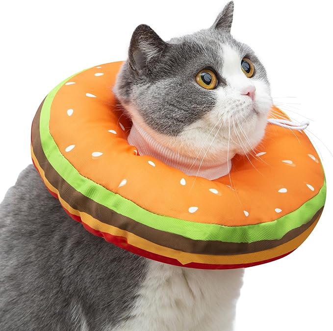 EWES Cat Cone Collar Soft M Size Alternative Neck Cones to Stop Licking Kitten Comfy Elizabethan Collars After Surgery Neuter Dog Donut Collar for Pet e Collar Recovery Shame