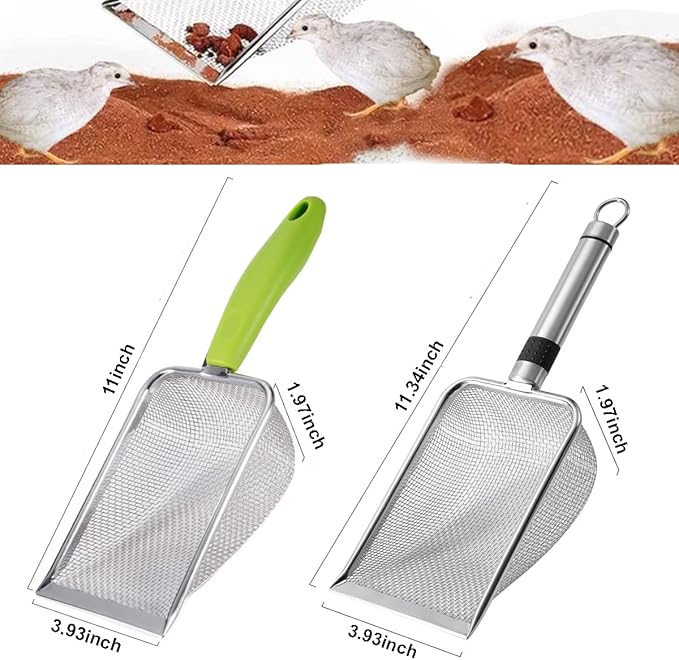 4PCS Reptile Scooper,Litter Cleaner Corner Scoop, Reptile Sand Fine Mesh,Cat Little Scoop, Bearded Dragon Sand Shovel,Pet Poo Shovel Scooper (4PCS Shovels)
