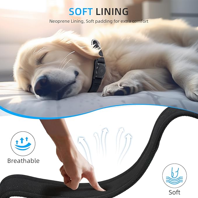 Reflective Air Tag Dog Collar - 100% Waterproof Dog Collar AirTag Holder | Extra-Durable, Soft Padded AirTag Dog Collars for Small Medium Large Dogs