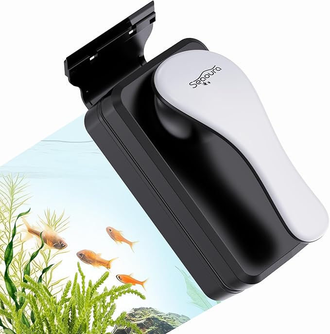 Magnetic Aquarium Glass Cleaner，Algae Scraper for Aquarium Fish Tank， Fish Tank Algae Clean Brush Dual-Sided Side Floating Aquarium Magnetic Brush (L)