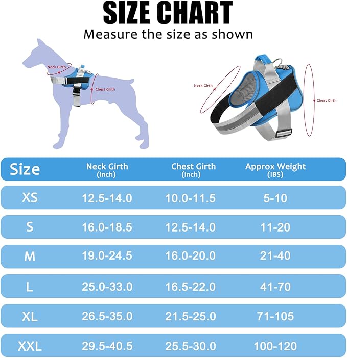 Bolux Dog Harness, No-Pull Reflective Dog Vest, Breathable Adjustable Pet Harness with Handle for Outdoor Walking - No More Pulling, Tugging or Choking