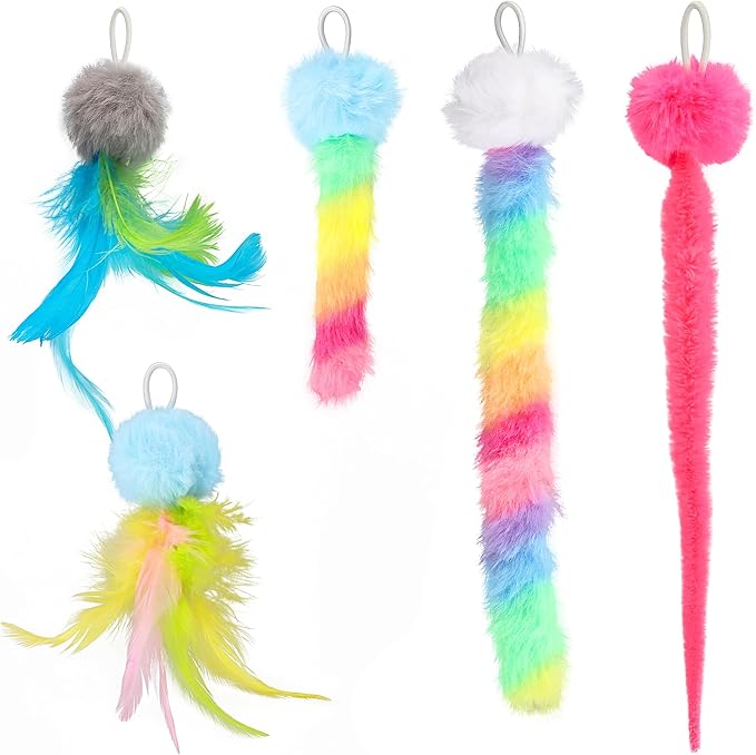 5 Pack Cat Toy Replaceable Feathers for Interactive Cat Toys with Remote Control, Cat Feather Toys Attachments for Indoor Cats Exercise and Play (Not Include Cat Toy, Only Accessories)
