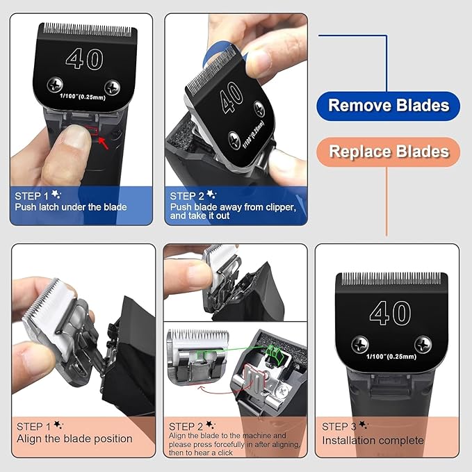 5F Blades Dog Grooming Blades Compatible with Andis/Oster A5/Wahl KM-10 Series Dog Clippers,Detachable Clipper Replacement Blade,Black(5FC/3PCS)