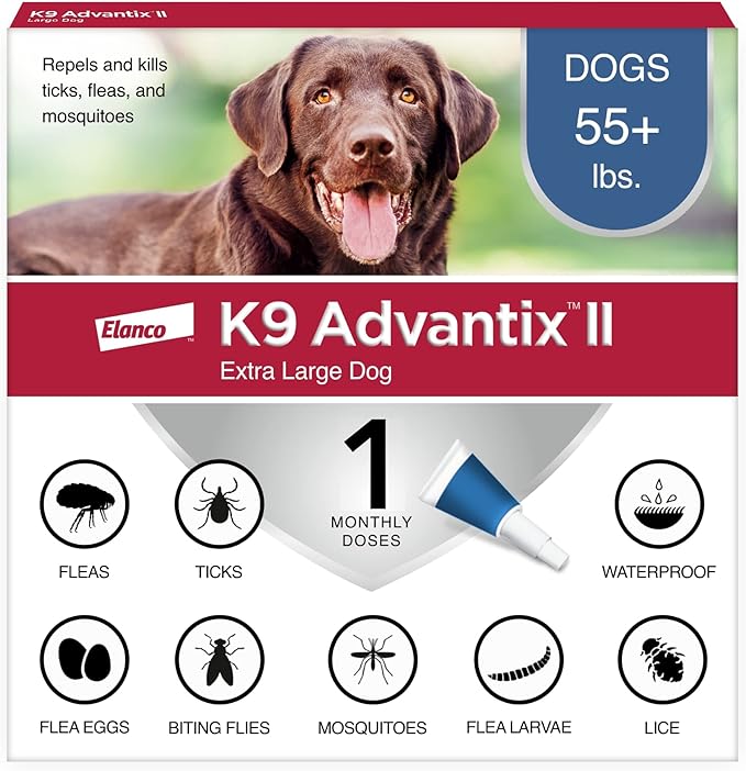 K9 Advantix II XL Dog Vet-Recommended Flea, Tick & Mosquito Treatment & Prevention | Dogs Over 55 lbs. | 1-Mo Supply