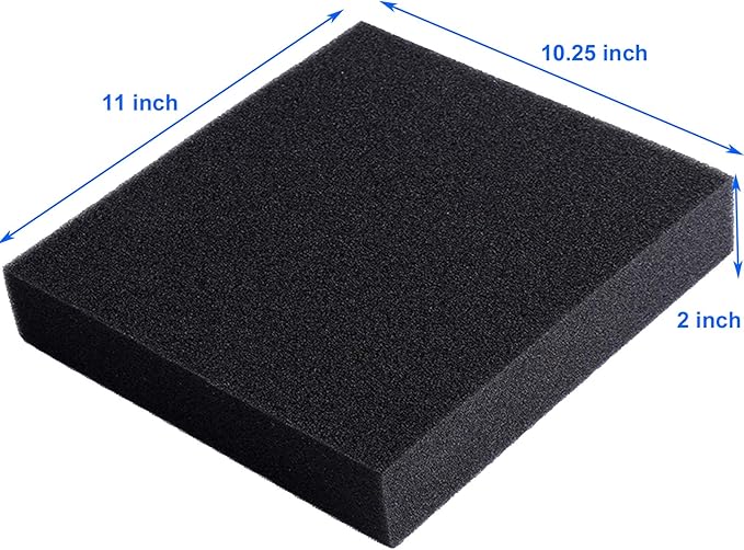 AQUANEAT Aquarium Filter Sponge Open Cell Foam Sheet Bio Sponge Filter Media Pad HMF Fish Tank Sump Divider (11" Lx 10.25" W x 2" H, Black)
