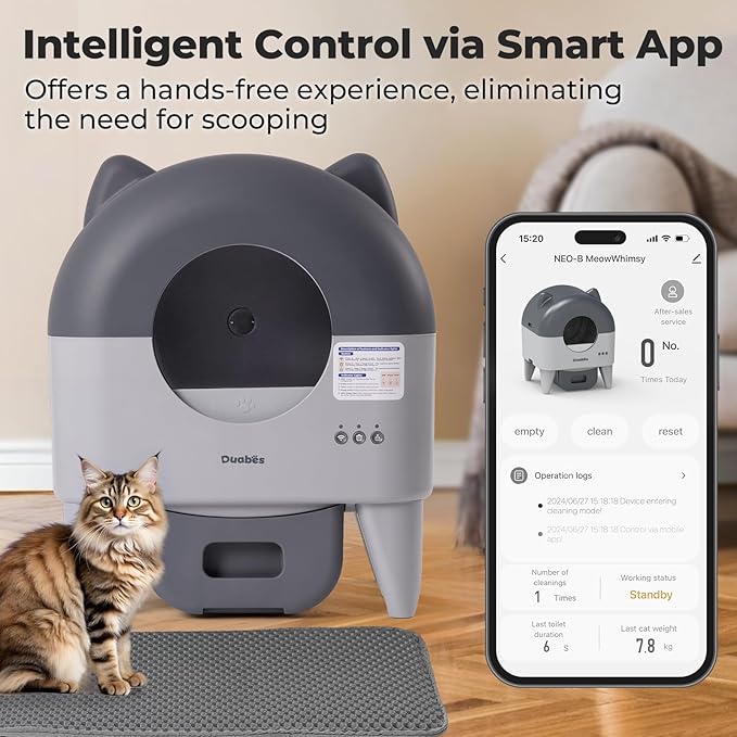 Self Cleaning Litter Box: Extra Large Automatic Cat Litter Box Self Cleaning for Multiple Cats - APP Control with Smart Sensors - Safety Protection - Low Noise Design