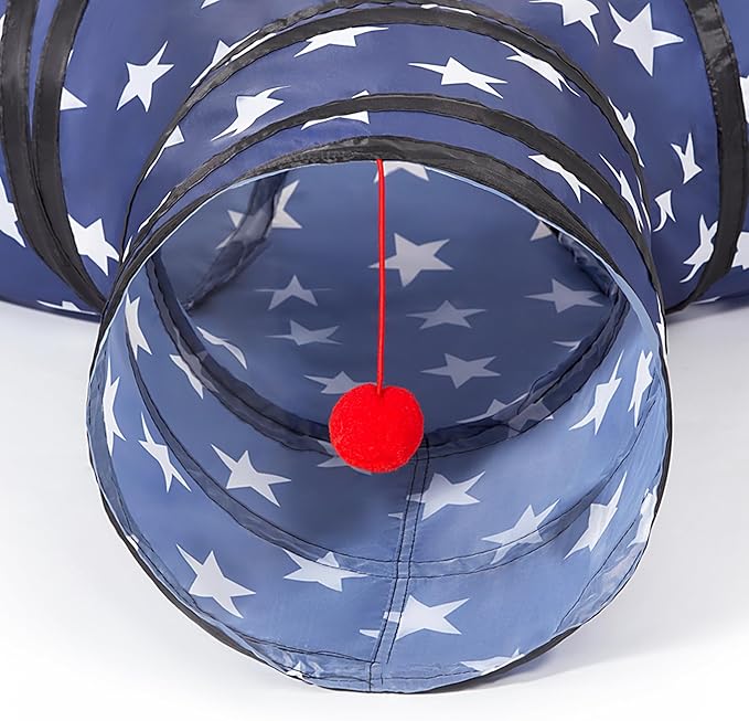 Tempcore 3 Way Collapsible Cat Tunnels, Indoor Cat Toys with Peek Hole & Boredom Breaker Ball for Kittens & Puppies