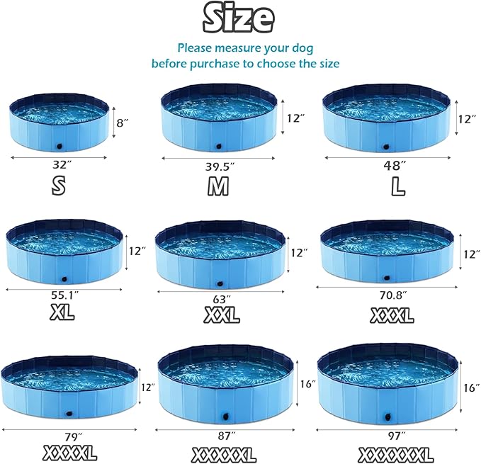 Jasonwell Foldable Dog Pet Bath Pool Collapsible Dog Pet Pool Bathing Tub Kiddie Pool Doggie Wading Pool for Puppy Small Medium Large Dogs Cats and Kids 71" Blue