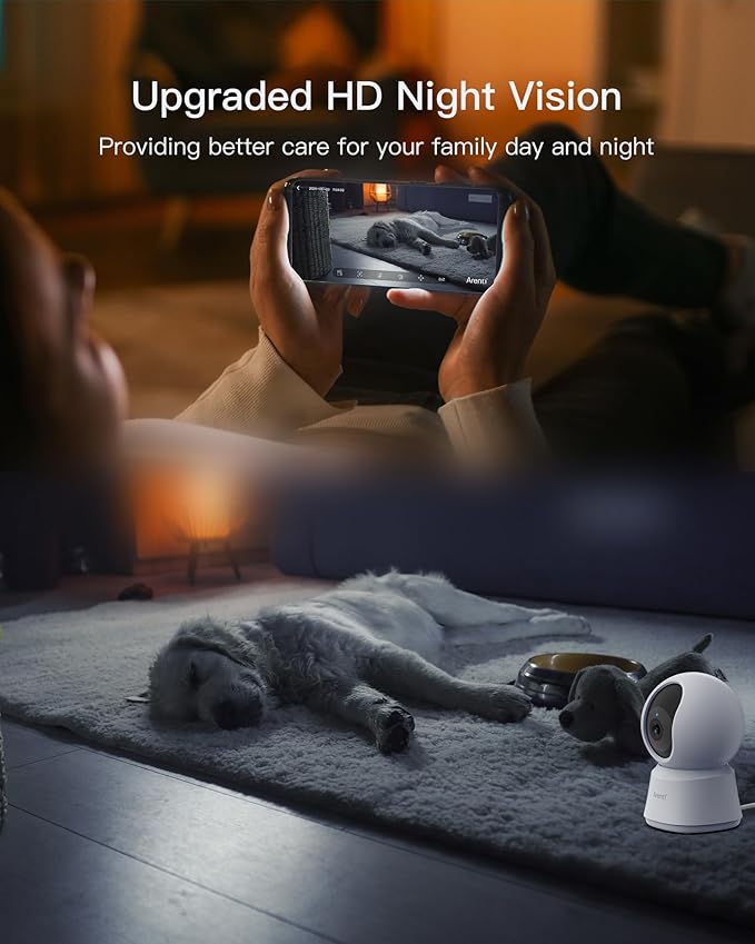 ARENTI 5G Security Camera Indoor, 4MP Pet Camera with Speaker for Dog/Cat, Baby Monitor with Phone App, Dual-Band WiFi, Auto Tracking, Super Night Vision, 2-Way Talk, Cloud & SD Card Storage