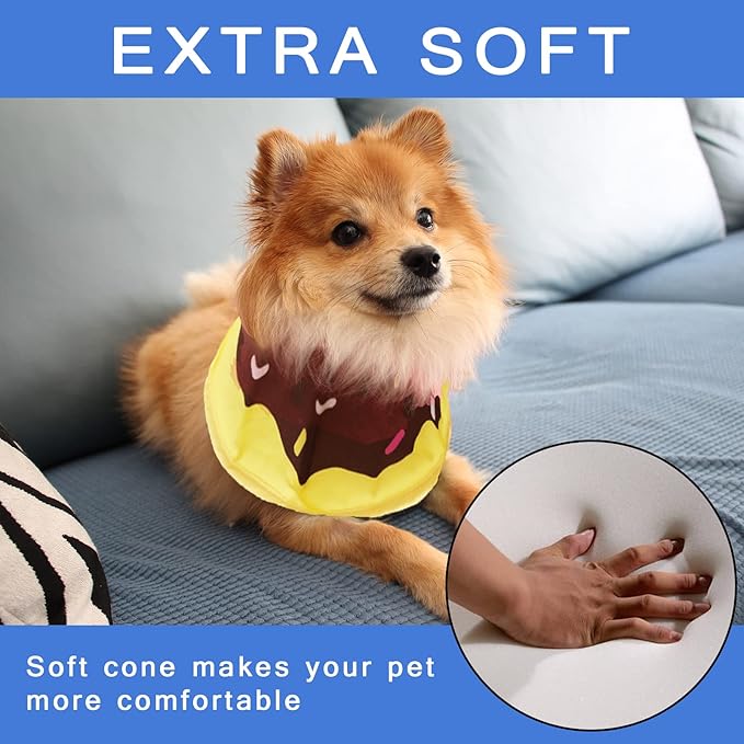 Soft Dog Cone, Lightweight Elizabethan Collar for Dogs, Adjustable Soft Cones for Dogs/Cats to Stop Licking After Surgery, Cute Donut Cone of Shame Alternatives for Pets (Large)