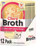 INABA Churu Broth for Cats, Side Dish Pouch, 1.4 Ounces per Pouch, 12 Pouches, Chicken with Salmon Recipe