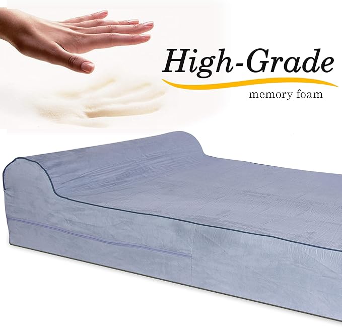 KOPEKS Orthopedic Memory Foam Dog Bed 7" Inch Thick Extra Large Dog Bed With Pillow Grey 50"x34"x10" Includes Waterproof Liner and Durable Removable Cover With Smart Design