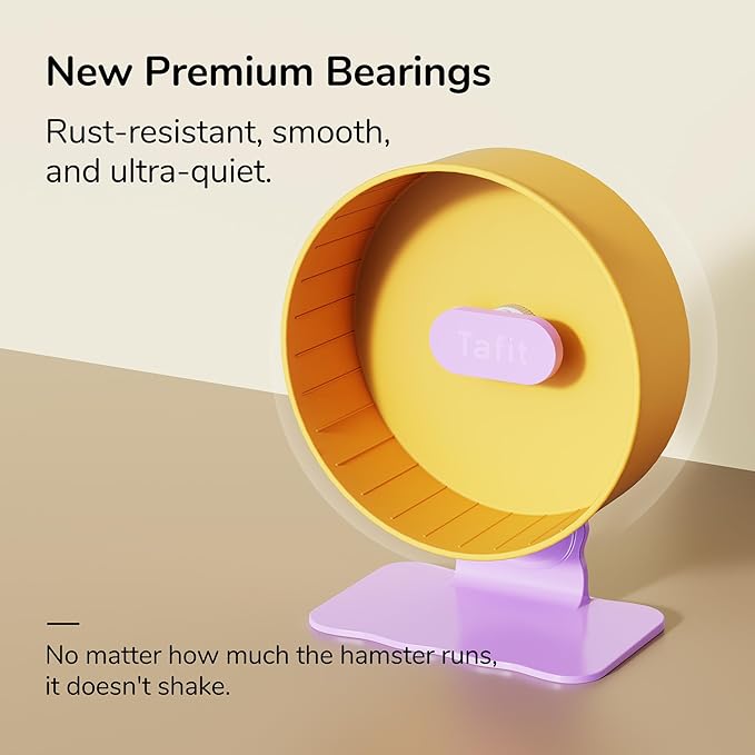 Quiet Hamster Wheel 10.2 Inch Dual-Bearings Silent Small Animals Running Exercise Wheel Height Adjustable for Syrian Hamsters, Gerbils, Rats, or Other Small Pets, Nut Brown