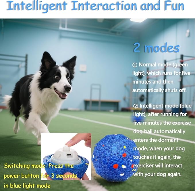 Interactive Dog Toys Dog Balls Activated Automatic Rolling Ball for Puppy Small Medium Dogs Smart Jumping Automatic Moving Bouncing and Rotating Ball Vibrating Keep Them Busy