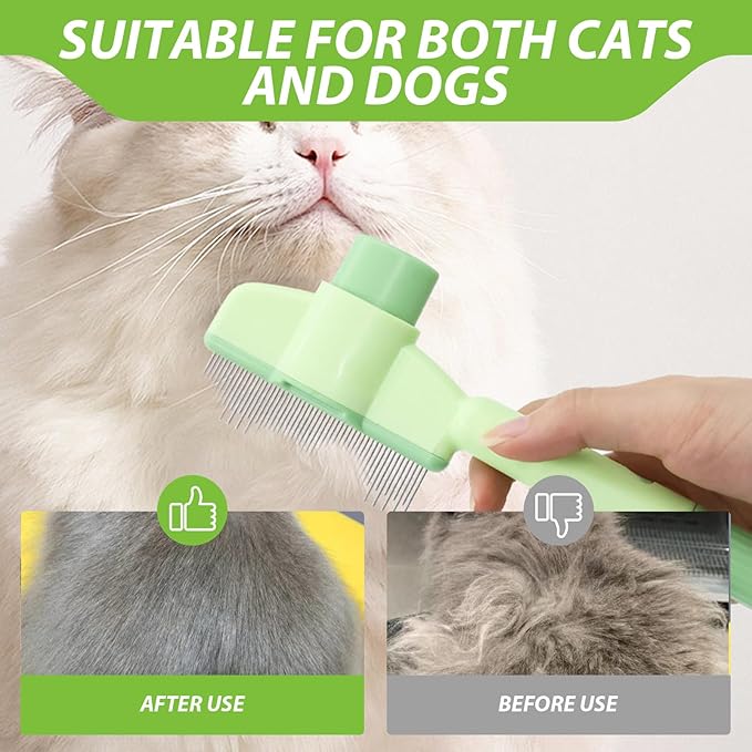 Pet Dematting Comb for Cats & Dogs, Stainless Steel Grooming Tool with Rounded Teeth for Matted Fur, Tangles & Loose Hair Removal, Ergonomic Handle for Easy Brushing