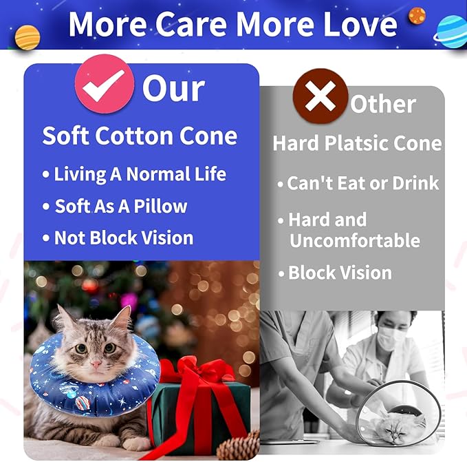 Cat Cone Collar Soft, Waterproof Cat Recovery Collar for Wound Healing Cute Donut Adjustable Kittens Cones to Stop Licking Comfortable Neck Elizabethan Collars for Cats Kittens After Surgery
