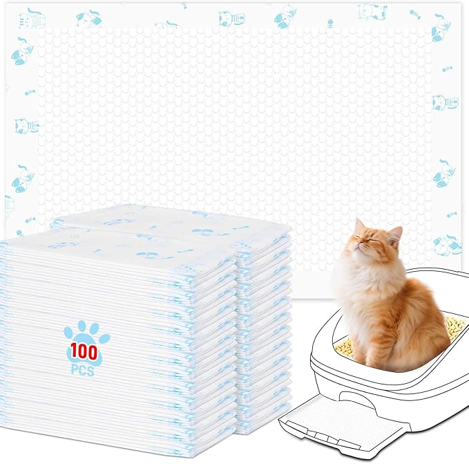 Cat Pads Refills 16.9 x 11.4 inches 100 Count Super Absorbent Pee Pads with Odor Control Compatible with Tidy Cats Breeze Litter System