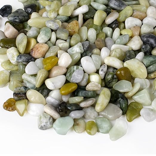 5 lbs Jade Pebbles for Indoor Plants, 3/8" Plant Rocks for Pots Indoor, Decorative Small Stones for Plants, Bamboo,Vase, Succulent, Highly Polished Small River Rocks