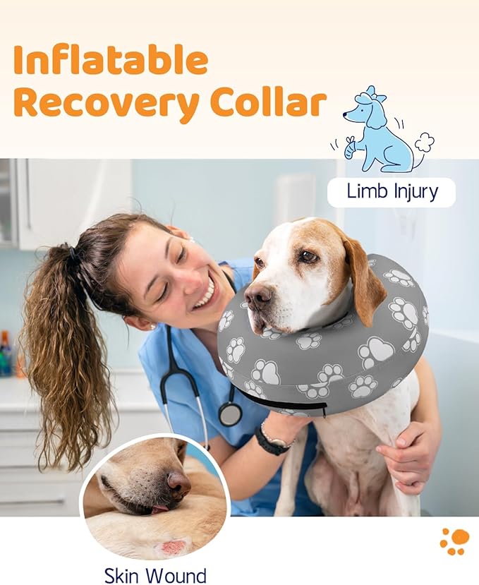 Supet Inflatable Dog Cone Collar Alternative After Surgery, Dog Neck Donut Collar Recovery E Collar for Neuter, Soft Pet Cone for Small Medium Large Dogs