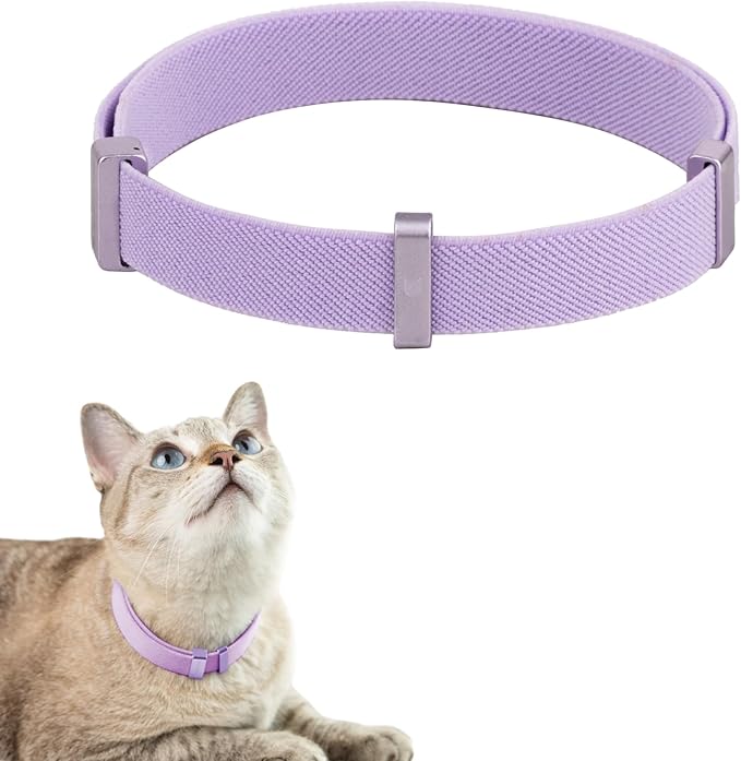 Safety Cat Collar Pro, Lightweight Elastic Release Non Breakaway Cat Collar Adjustable with Snap Fastener for Kitten All Small Large Cats, US IDA Gold Award (Monet Purple, M 7.9-15.7")