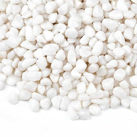 10 lbs Small White Rocks for Planters, 3/8" White Pebbles for Vases, Decorative Small Stones for Plants, Succulents, Bamboo, Terrarium, Landscape, Garden