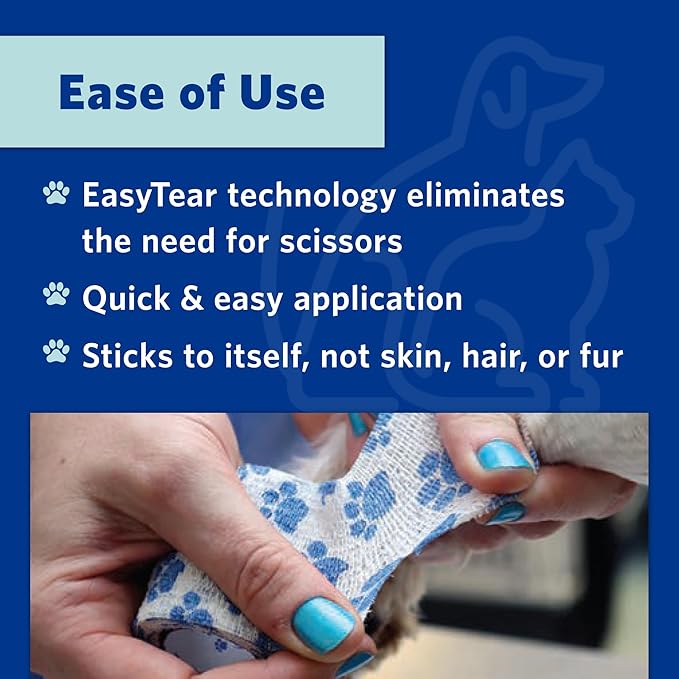 PetFlex No Chew – Flexible Self-Adhering Elastic Bandage for Wound Care – First Aid Wrap for Small Animals Like Dogs, Cats, and Other Pets - 2 inch, 2 Rolls