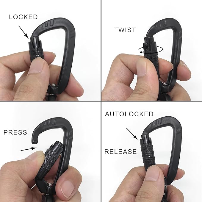 Rope Dog Leash with Two Handles, 6 Foot Heavy Duty Dog Leash with Aviation Aluminum Auto Locking Carabiner, Strong Nylon Pet Lead for Small, Medium, Large Dogs (Black, 6FT-Two Handle)