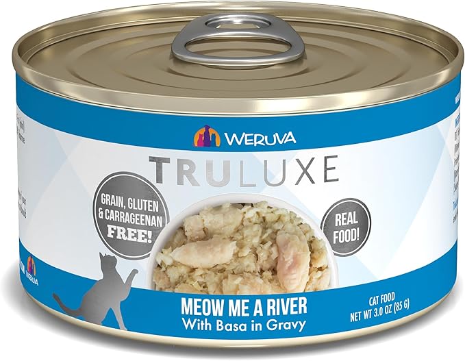 Weruva Truluxe Cat Food, Meow Me A River with Basa in Gravy, 3Oz Can (Pack of 24)