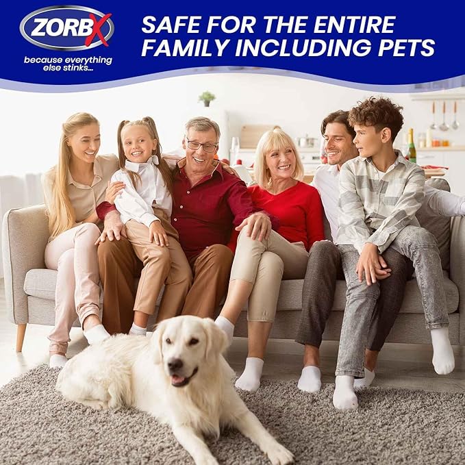 ZORBX Unscented Odor Eliminator for Strong Odor 16 Oz + 128 Oz - Used in Hospitals & Healthcare Facilities - Advanced Trusted Formula, Fast-Acting Odor Remover Spray for Dog, Cat, House & Carpet